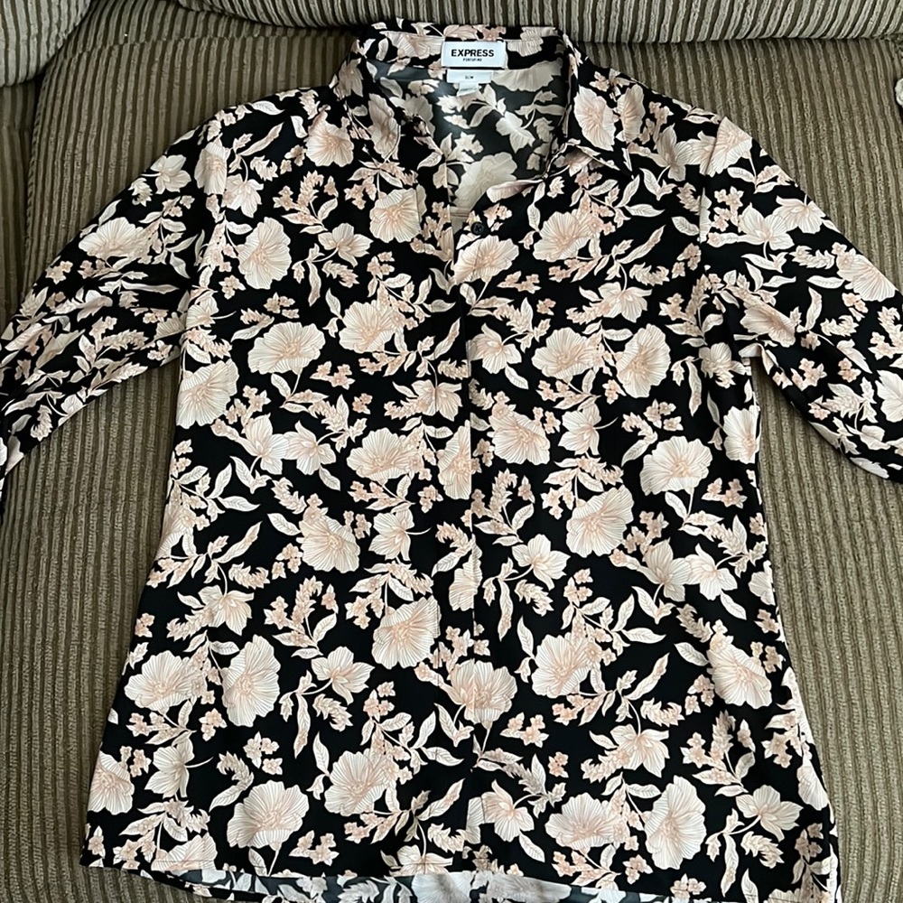 Express Floral Button Down Blouse. - image 1